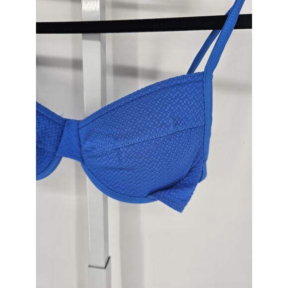 Vintage 1990s Baltex Womens Sz 10 Bikini Swimsuit Top Wired Blue - Picture 2 of 4